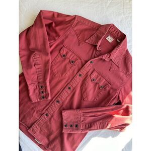 Rare Vintage Sugar Cane Japan Western Snap Button Shirt Red